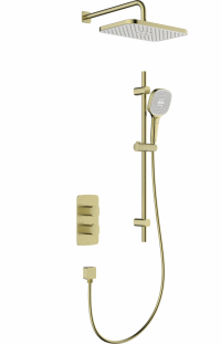 ARMATURA KRAKÓW KFA Zestaw prysznicowy podtynkowy z baterią termostatyczną i natryskiem przesuwnym MALAGA BRUSHED LIGHT GOLD 5759-301-31 