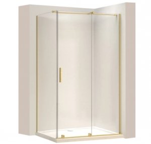 REA - Kabina Prysznicowa MONTANA Gold Brush / Złota Szczotkowana 110x100  /drzwi 110 + ścianka 100/