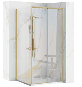 REA - Kabina Prysznicowa Narożna RAPID SLIDE Gold Brush / Złota Szczotkowana - drzwi 120 ścianka 90