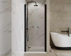 BESCO Drzwi wahadłowe prysznicowe Sinco Due Black 80x195 DSD-80-B