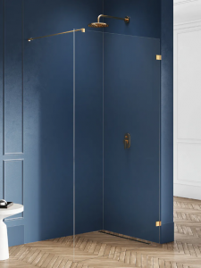 NEW TRENDY Kabina prysznicowa walk in Avexa Gold Brushed 80cm szkło 8mm EXK-7013