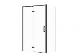 CERSANIT - Set C123 - Kabina prostokątna LARGA na zawiasach 120x80X195  LEWA  Czarna szkło transparentne  S601-323