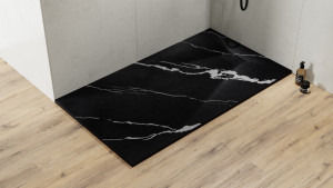 BESCO Brodzik prostokątny 100x80 Vexo Marble Black 100 VMB-100-80-P