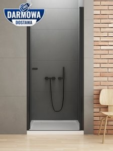 NEW TRENDY Drzwi wnękowe prysznicowe otwierane na zewnątrz i do wewnątrz NEW SOLEO BLACK 90x195 D-0211A