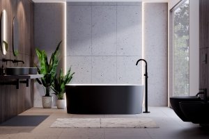 BESCO Wanna wolnostojąca Lova Matt B&W 160 + klik-klak złoty czyszczony od góry #WMM-160LBKG