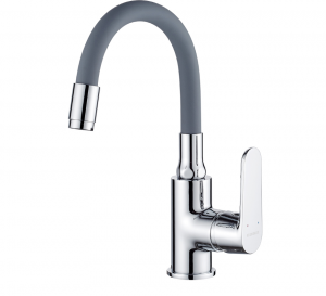 KUCHINOX DIMA bateria umywalkowa stojąca z elastyczną wylewką szare/chrom BQD_021D