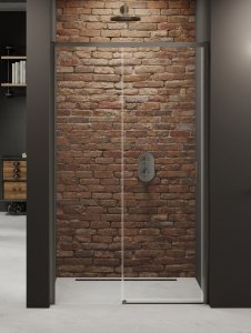 NEW TRENDY Drzwi wnękowe PRIME GUNMETAL BRUSHED 1D P 120x200 szkło czyste 6mm Active Shield 2.0 D-0890A