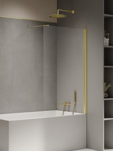 NEW TRENDY Parawan nawannowy NEW SOLEO LIGHT GOLD stały U 90x140 szkło czyste 6mm Active Shield - wsp. prostopadły P-0109-WP
