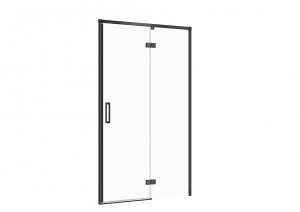CERSANIT - Drzwi na zawiasach kabiny prysznicowej LARGA czarna 120x195 PRAWE szkło transparentne  S932-126