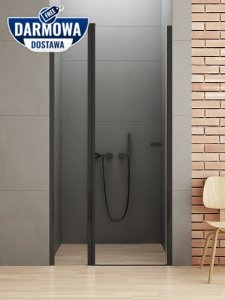 NEW TRENDY Drzwi wnękowe prysznicowe otwierane na zewnątrz i do wewnątrz NEW SOLEO BLACK 100X195 D-0242A