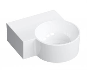 OMNIRES umywalka nablatowa/wisząca - lewa, 33 x 34 cm OVO M+ biały połysk OVO335UWLBP