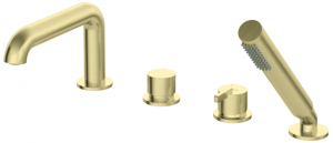 DEANTE - Bateria wannowa 4-otworowa SILIA z zestawem prysznicowym Złoto Szczotkowane BQS_R14M