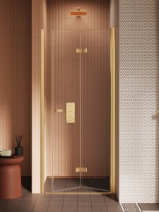 NEW TRENDY Drzwi wnękowe New Soleo Gold Brushed, pojedyncze, składane 80x195 D-0751A/D-0752A