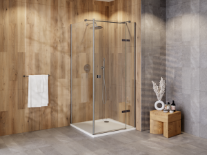 BESCO Kabina prysznicowa kwadratowa Pixa Gun metal 90x90x195 Prawa PKP-90-195GR