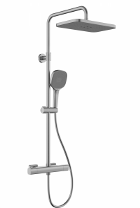 ARMATURA KRAKÓW KFA Zestaw prysznicowy deszczownia z baterią termostatyczną MALAGA GUN METAL GREY 5756-910-61