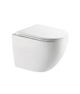 AQUAFORM - miska WC wisząca SOLLER FULLY SEALED z technologią STORM FLUSHING i deską duroplastową SLIM wolnoopadającą, kolor biały  AQ.301-131152