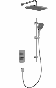 ARMATURA KRAKÓW KFA Zestaw prysznicowy podtynkowy z baterią termostatyczną i natryskiem przesuwnym MALAGA GUN METAL GREY 5759-301-61
