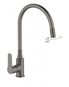 INVENA BATERIA ZLEWOZMYWAKOWA KSANTI PLUS Z RUCHOMĄ, 2F WYLEWKA, GRAFIT BZ-37-005-L