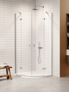 NEW TRENDY Kabina NESTA chrom 2D półokrągła  90x90x200 czyste 6mm Active Shield 2.0 K-3682