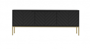 MEGSTYL Szafka RTV 150cm złoty stelaż - czarny mat ASPEN 01 