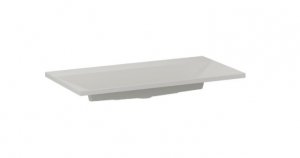 KROFAM - Umywalka kwarcowa EDGE 90cm z otworem na baterię, biało-szary  ED 9046-O-48