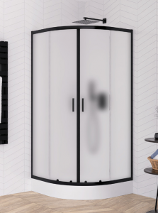 NEW TRENDY Kabina prysznicowa z brodzikiem , półokrągła, 80x80x201 R55 SUVIA BLACK ZS-0017