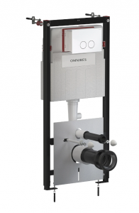 OMNIRES STRONGFRAME stelaż podtynkowy do miski toaletowej z ECO spłukiwaniem + MINIMAL przycisk spłukujący FLUSH SET biały połysk STFWCECO1M-RBP