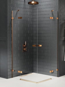NEW TRENDY Kabina prysznicowa 90x100x200 Avexa Copper Brushed, podwójne drzwi EXK-3672