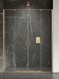 NEW TRENDY Drzwi wnękowe SMART GOLD BRUSHED 2D U 170x200 szkło czyste 8mm Active Shield 2.0 EXK-7523