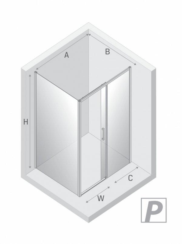 NEW TRENDY Kabina prysznicowa PRIME GUNMETAL BRUSHED 1D prostokątna L 110x90x200 szkło czyste 6mm Active Shield 2.0 D-0887A/D-0354B