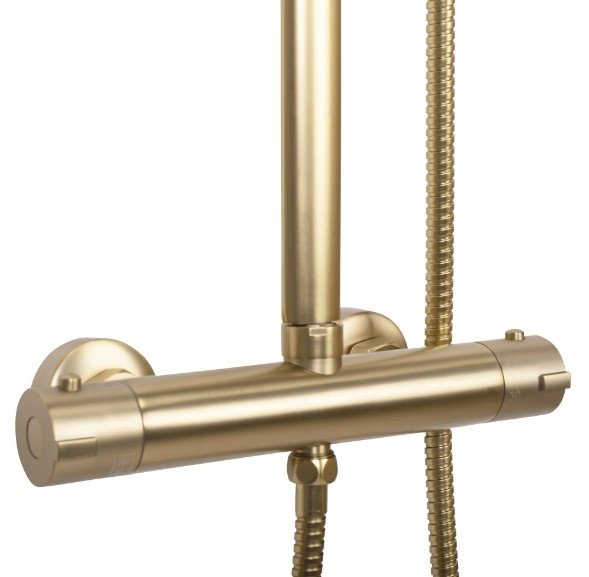 REA - Zestaw Prysznicowy TOM gold brush / złoty szczotkowany z termostatem