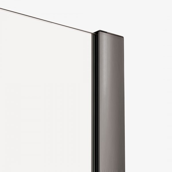 NEW TRENDY Drzwi wnękowe SMART GUNMETAL BRUSHED 1D U 100x200 szkło czyste 8mm Active Shield 2.0 - WIESZAK EXK-7824