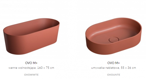OMNIRES Komplet wanna 160cm z umywalką 55x36 kompozyt OVO M+ terracotta (TE)