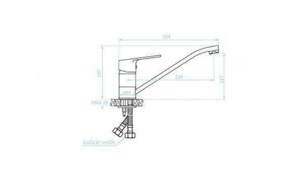 KUCHINOX - Bateria zlewozmywakowa BORGO stojąca  BKB_060D