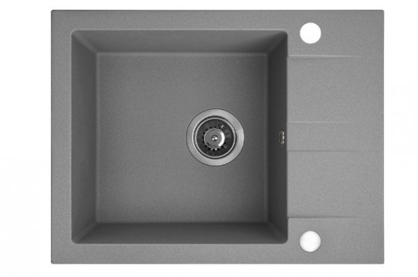 AQUAFORM - zlewozmywak granitowy MARANELLO 440 X 570 X 215 - 1 komora z 1/2 ociekacza , SZARY + syfon oszczędzający miejsce z korkiem automatycznym  AQ.901-1013012
