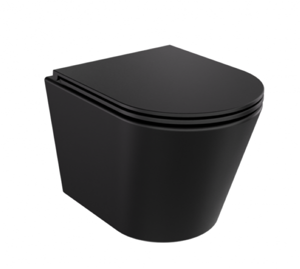 BESCO Miska WC Laax Matt Black plus deska toaletowa wolnoopadająca Laax Black #ZLA-C-DLC