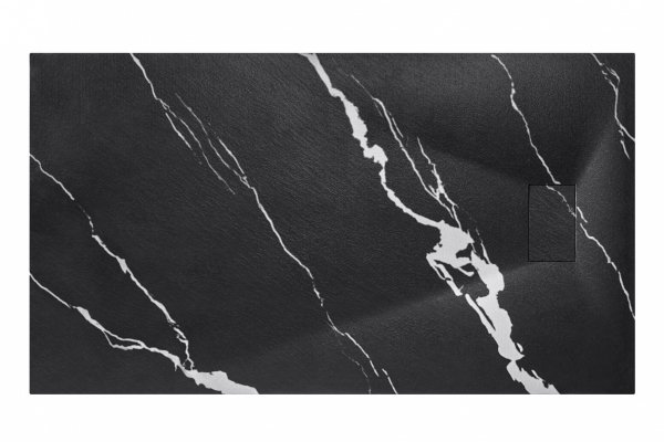BESCO Brodzik prostokątny 100x80 Vexo Marble Black 100 VMB-100-80-P