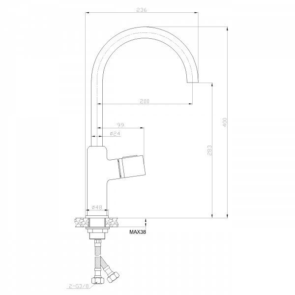 INVENA - Bateria zlewozmywakowa GABRO PLUS chrom  BZ-3P-001-V
