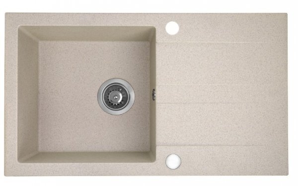AQUAFORM - zlewozmywak granitowy MARANELLO 440 X 760 X 194 - 1 komora z ociekaczem , BEŻOWY + syfon oszczędzający miejsce z korkiem automatycznym  AQ.901-1012011