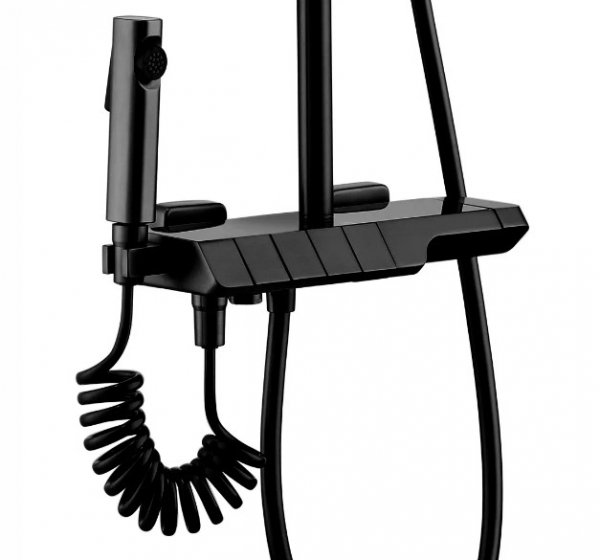 REA - Zestaw Natryskowy z Termostatem i wylewką ROB Black / Czarny