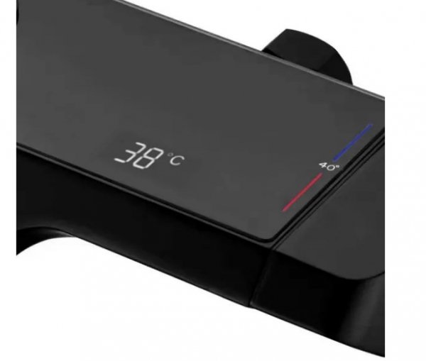 REA - Zestaw Natryskowy z Termostatem i wylewką ROB Black / Czarny