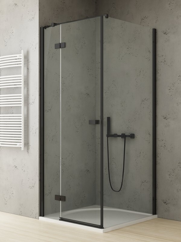 NEW TRENDY Kabina prysznicowa REFLEXA BLACK 1D prostokątna L 80x120x200 szkło czyste 6mm Active Shield 2.0 EXK-4922