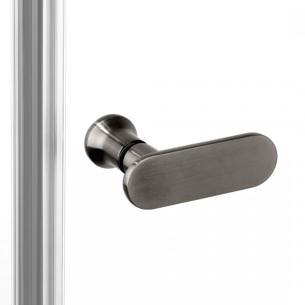 NEW TRENDY Kabina prysznicowa New Soleo Gunmetal Brushed, pięciokątna, asymetryczna, drzwi pojedyncze 100x80 K-1710