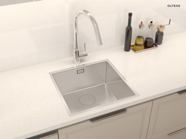 Oltens Hydda zlewozmywak stalowy 44x44 cm 1 komorowy stal szlachetna polerowana 71103100