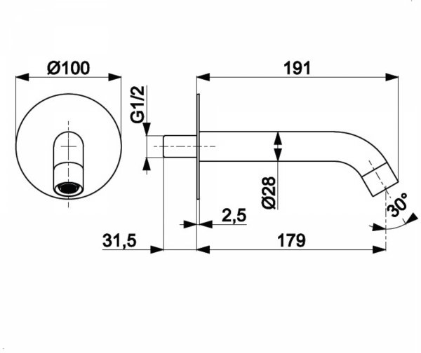 ARMATURA KRAKÓW KFA Wylot wannowy podtynkowy MOZA GUN METAL GREY 836-004-61