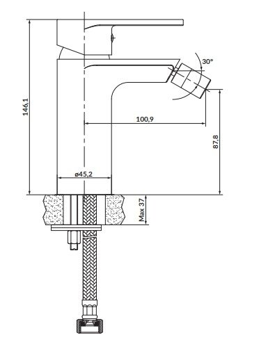 CERSANIT - Bateria bidetowa sztorcowa CREA czarna  S951-316