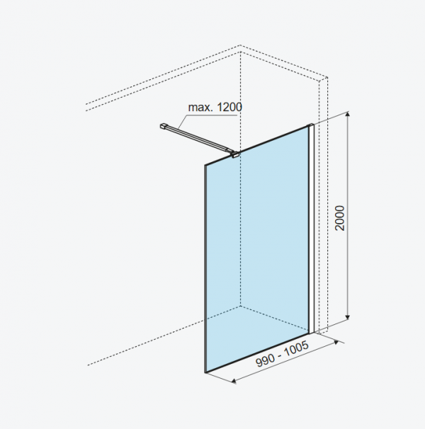 EXCELLENT Vidoq walk-in ścianka prysznicowa prosta 100x200 cm, powłoka Clean Control, złoty szczotkowany KAEX.1506.1000.LP.GB
