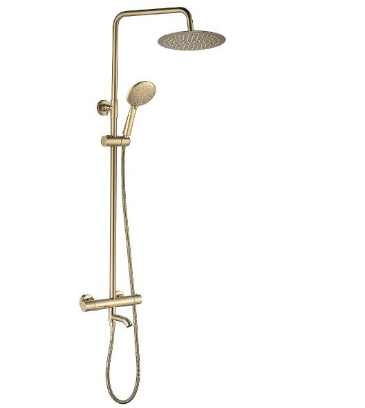 REA - Zestaw prysznicowy natryskowy z termostatem LUNGO Diamond Gold/Złoty