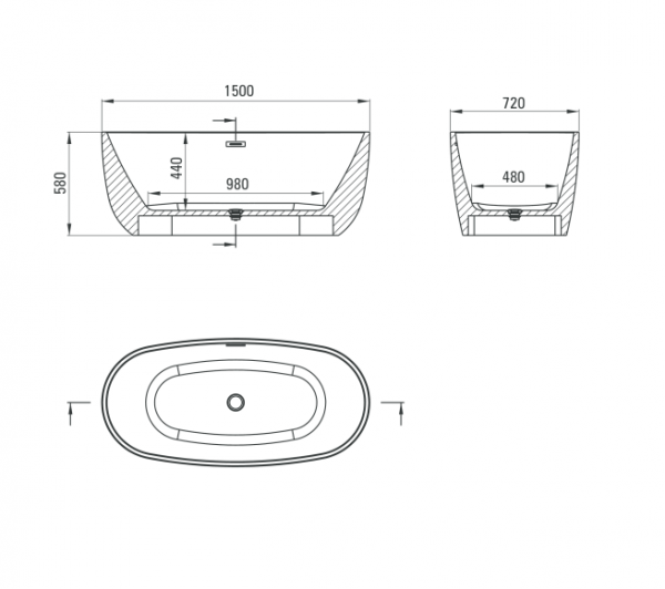 DEANTE Wanna wolnostojąca owalna 150cm ALPINIA KDU_015W