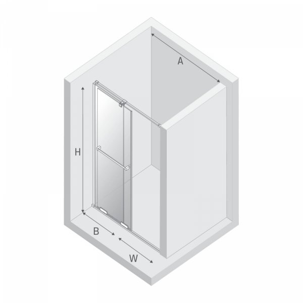 NEW TRENDY Drzwi wnękowe SMART GOLD BRUSHED 1D U 150x200 szkło czyste 8mm Active Shield 2.0 - UCHWYT RELING EXK-7515